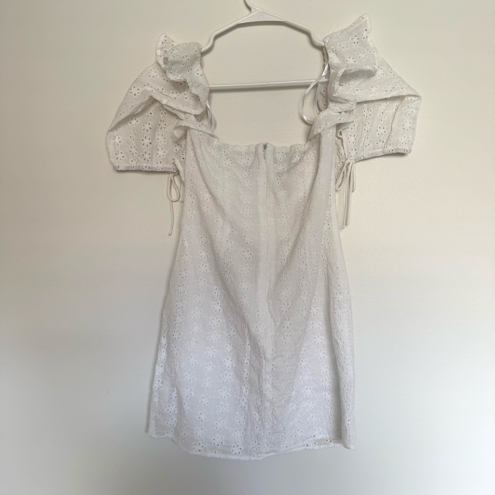 Superdown Revolve Off-Shoulder White Eyelet Dress - Picture 8 of 9